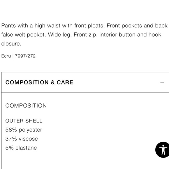 Zara NWT ecru wide leg pants with darts 7997/272 - Picture 3 of 9